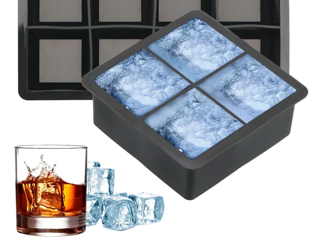Cubetera Hielera Molde Silicona 4 Cubos Grandes Con Tapa-3