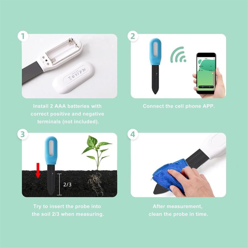 Medidor Humedad Suelo Inalambrico Bluetooth 2 en 1 Humedad Temperatura-4