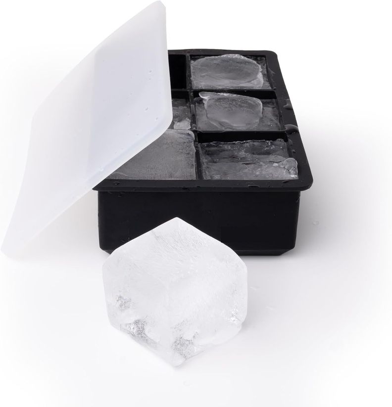 Cubetera Hielera Molde Silicona 6 Cubos Grandes Con Tapa-1