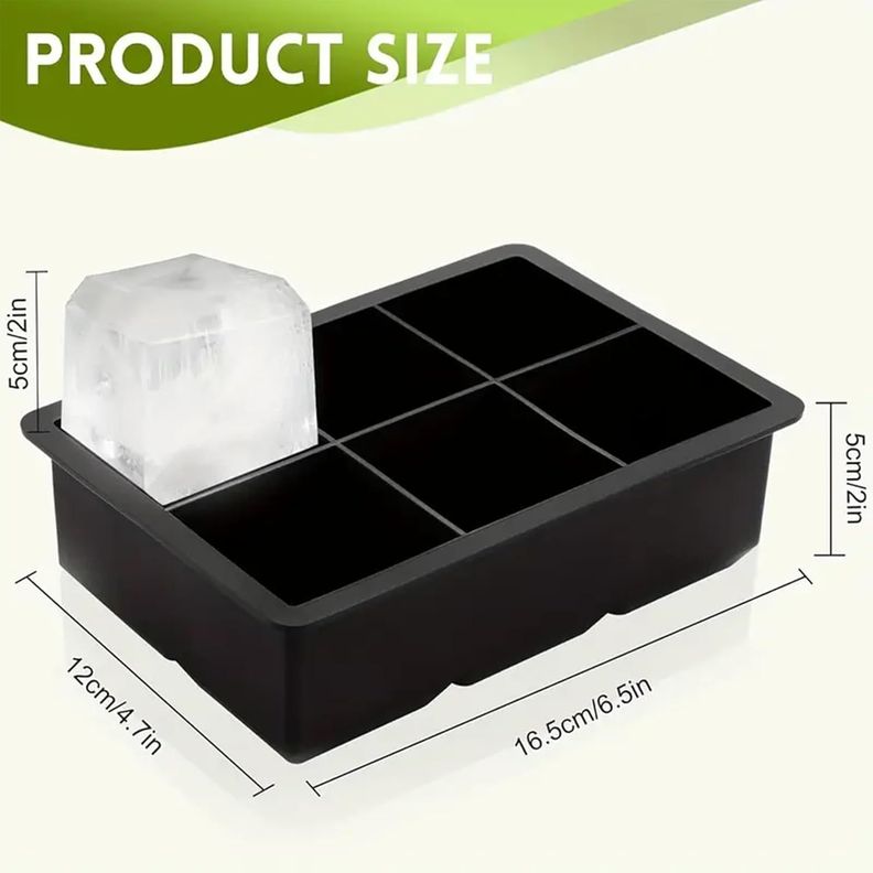 Cubetera Hielera Molde Silicona 6 Cubos Grandes Con Tapa-2