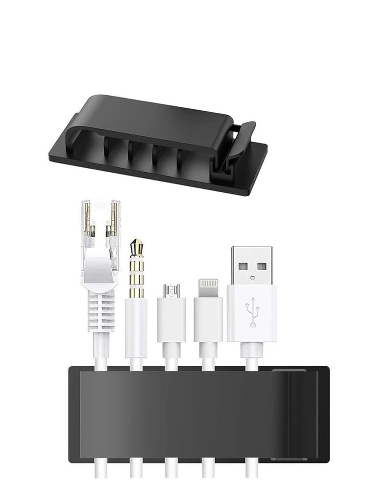 Organizador Cables 5 Canales Adhesivo 4pcs Pared Auto Escritorio-0