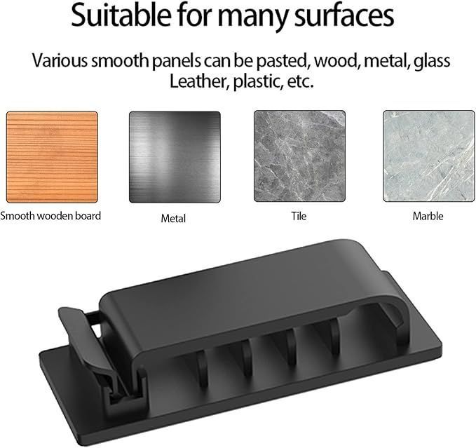 Organizador Cables 5 Canales Adhesivo 4pcs Pared Auto Escritorio-5