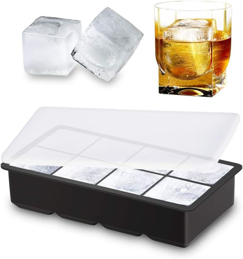 Hielera Cubetera Molde Silicona 8 Cubos Grandes Con Tapa-2