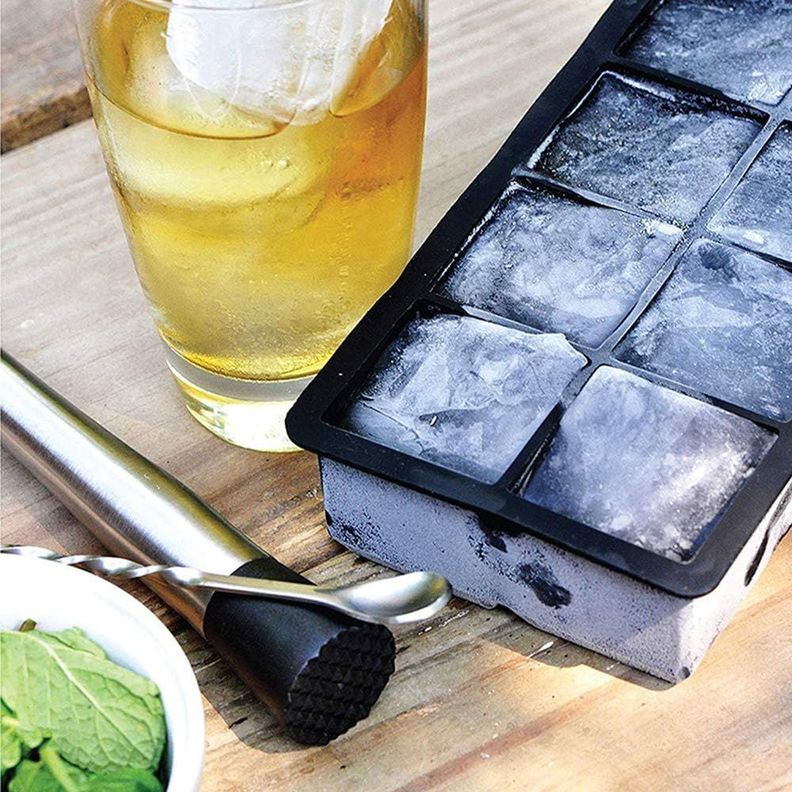 Hielera Cubetera Molde Silicona 8 Cubos Grandes Con Tapa-3