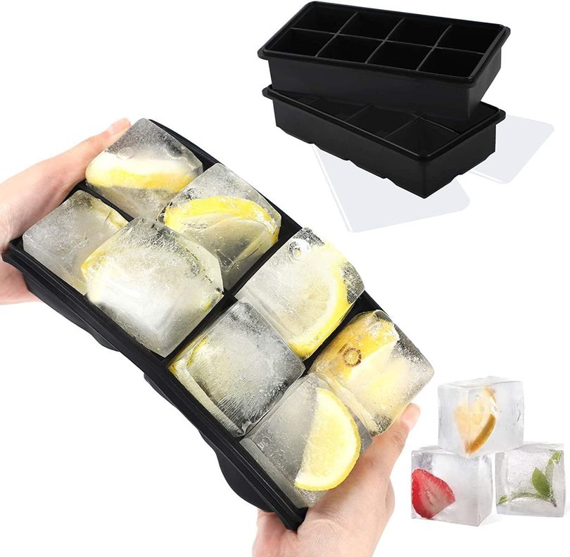 Hielera Cubetera Molde Silicona 8 Cubos Grandes Con Tapa-4
