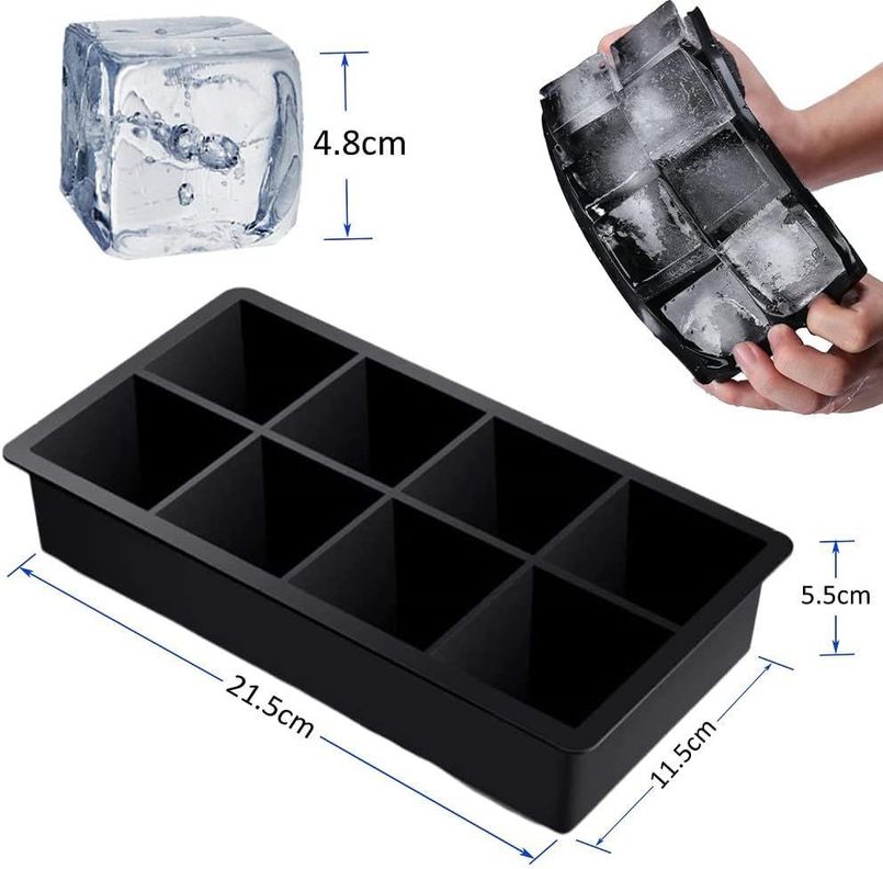 Hielera Cubetera Molde Silicona 8 Cubos Grandes Con Tapa-6