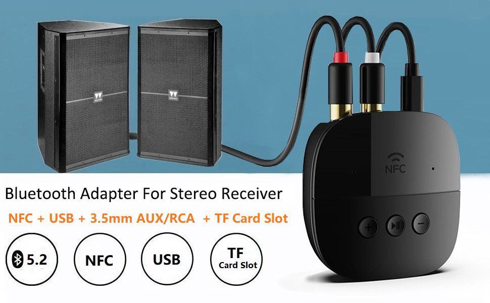 Receptor Adaptador Audio Bluetooth NFC RCA Aux 3.5 Estereo-1
