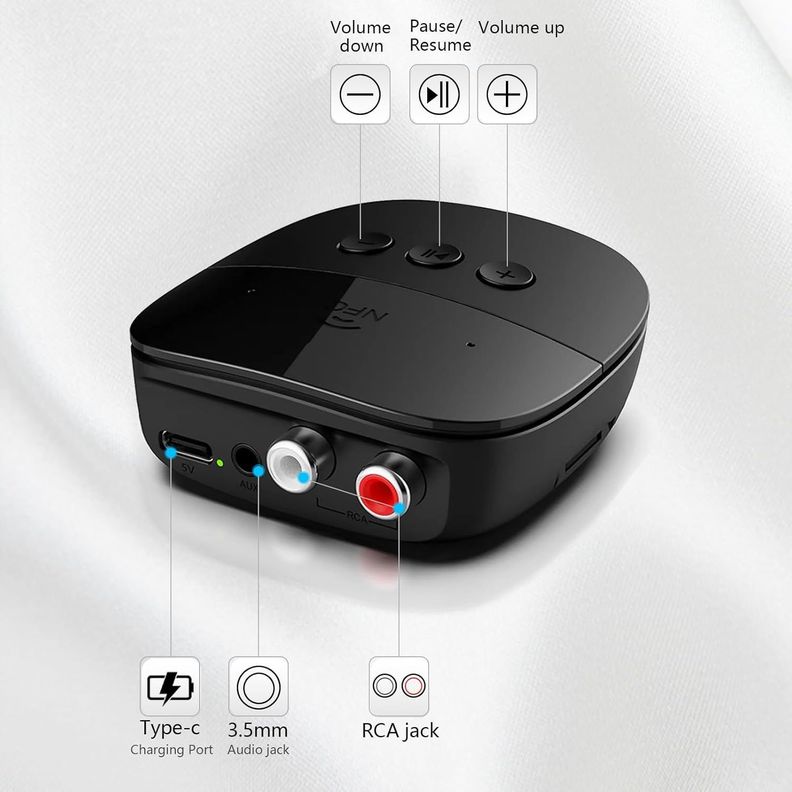Receptor Adaptador Audio Bluetooth NFC RCA Aux 3.5 Estereo-6