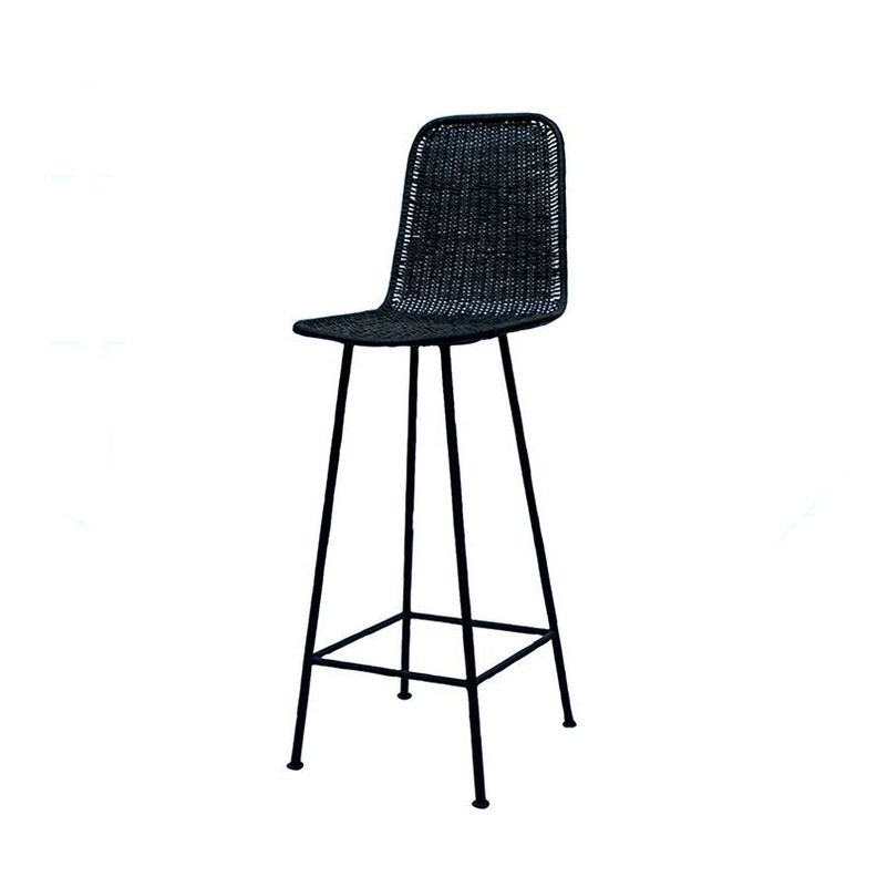 Silla bar tejido en mimbre negro-0