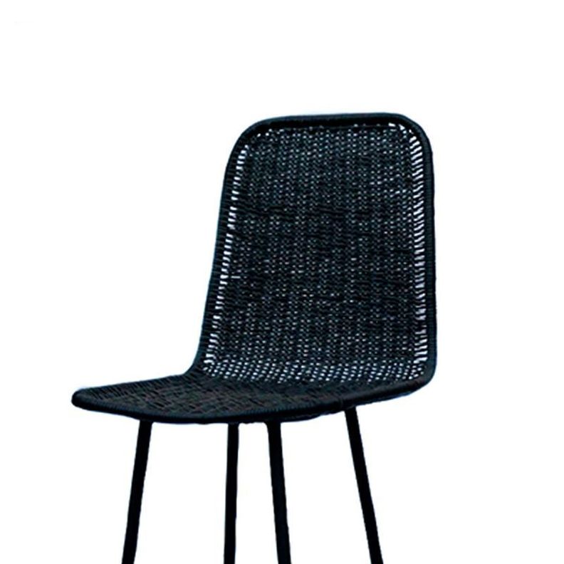 Silla bar tejido en mimbre negro-1