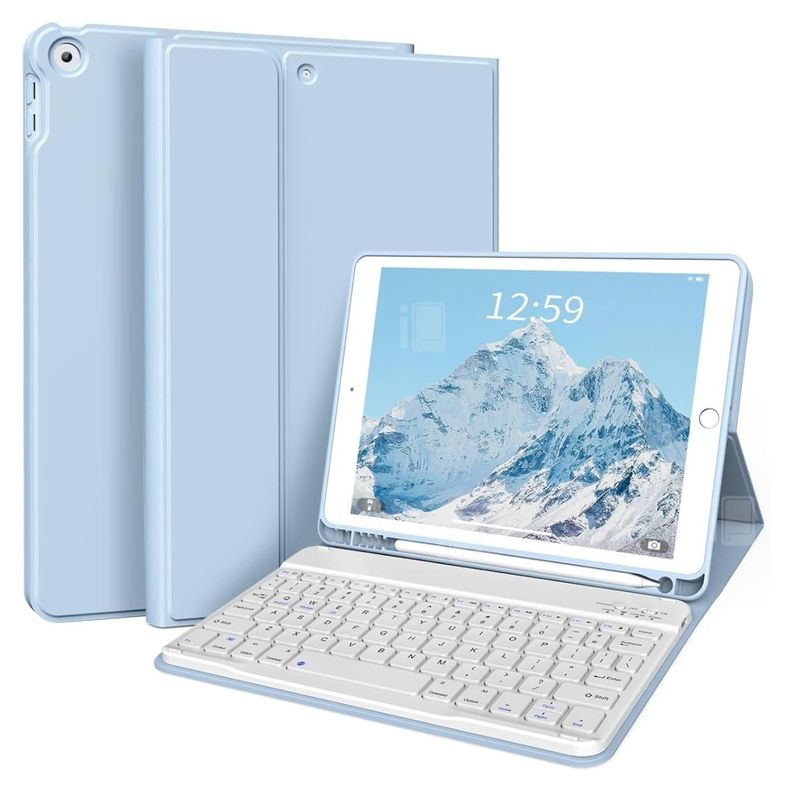 Funda Con Teclado Para iPad 7 y 8 (10.2) Con Ranura Lapiz