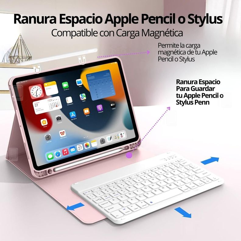 Funda Teclado iPad Air 11 M2/M3 Ranura Lápiz Carga Magnética-4
