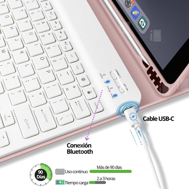 Funda Teclado iPad Air 11 M2/M3 Ranura Lápiz Carga Magnética-6