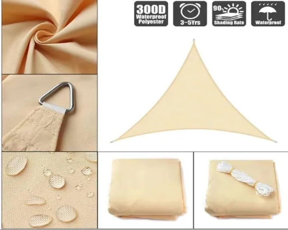 Toldo Vela Sombra Malla Anti-Uv Triangular 4.5 x 4.5 x 4.5 Metros-2