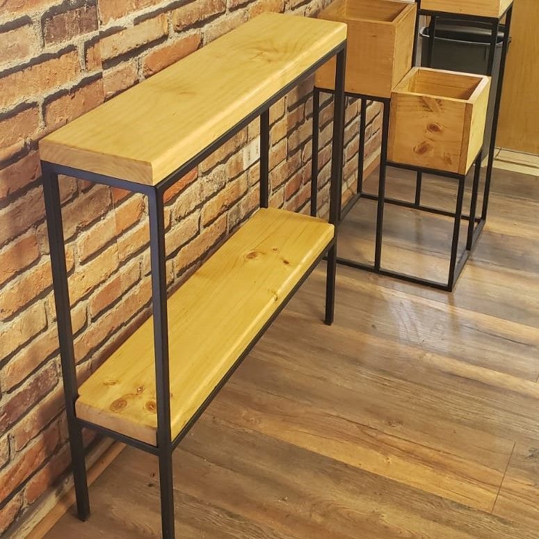 Arrimo Estilo Industrial Madera y Fierro - Modelo Carlot-2