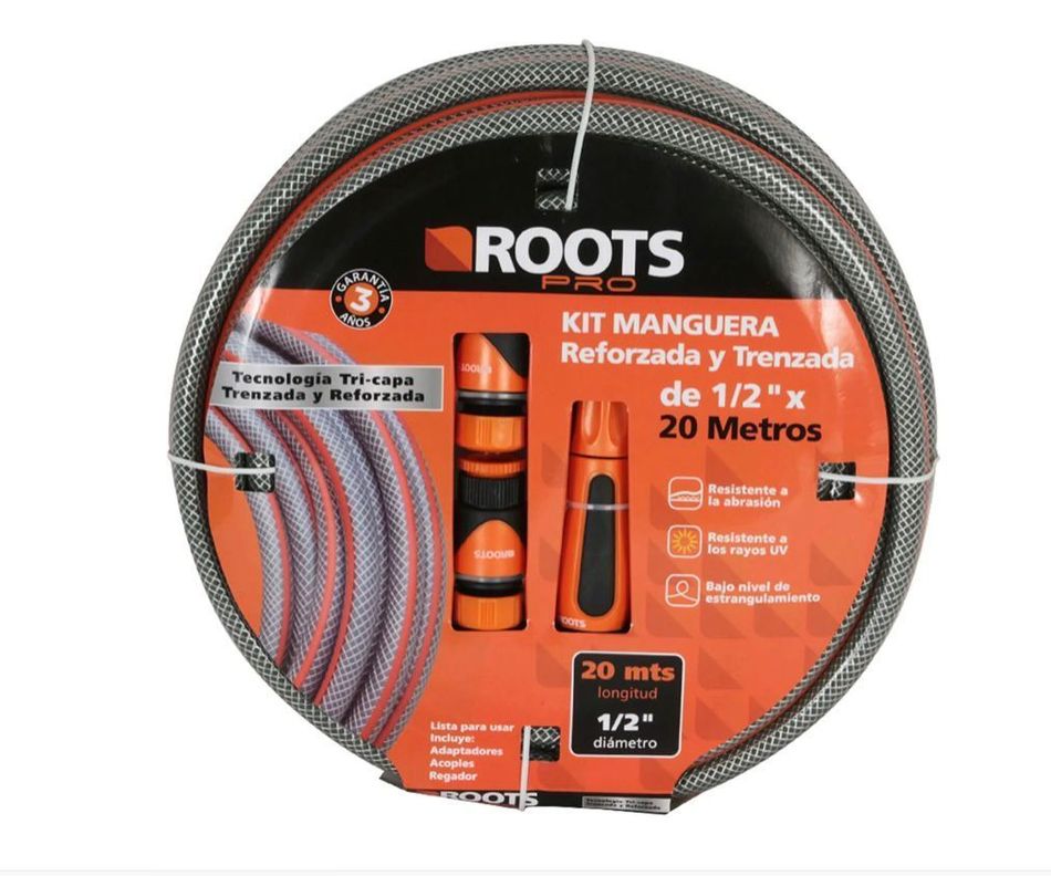 KIT DE MANGUERA 1,2"  20 M GRIS /NARANJO - ROOTS-0