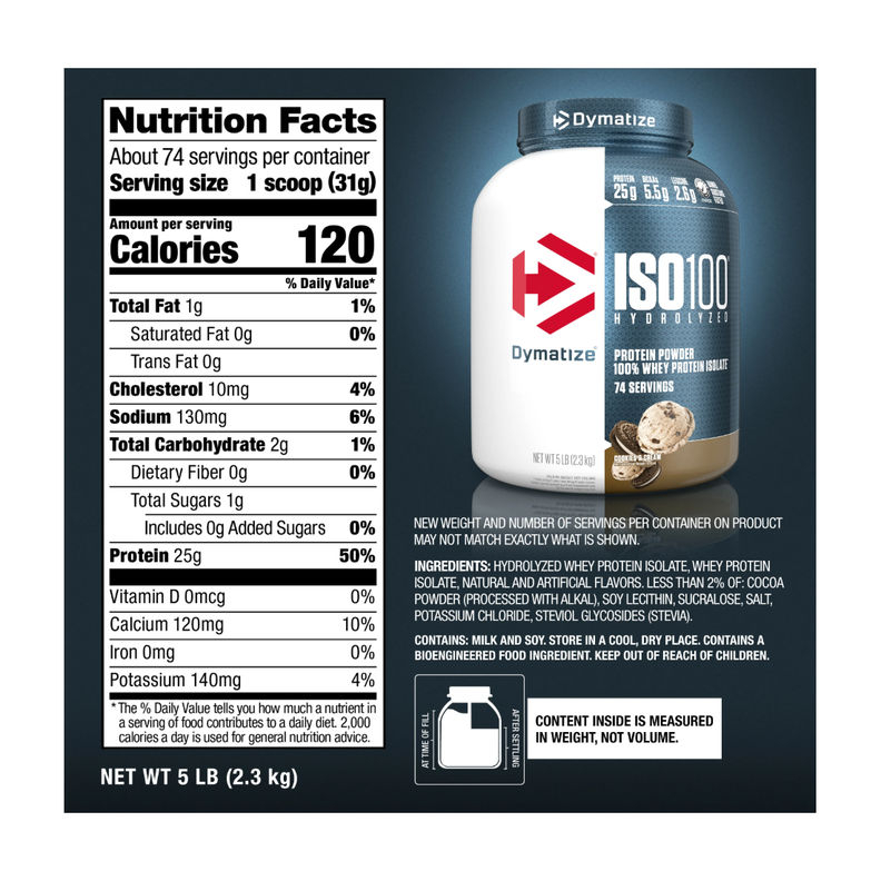 Dymatize Proteina Iso 100 Whey Protein Isolate 5 Lbs Cookies-5