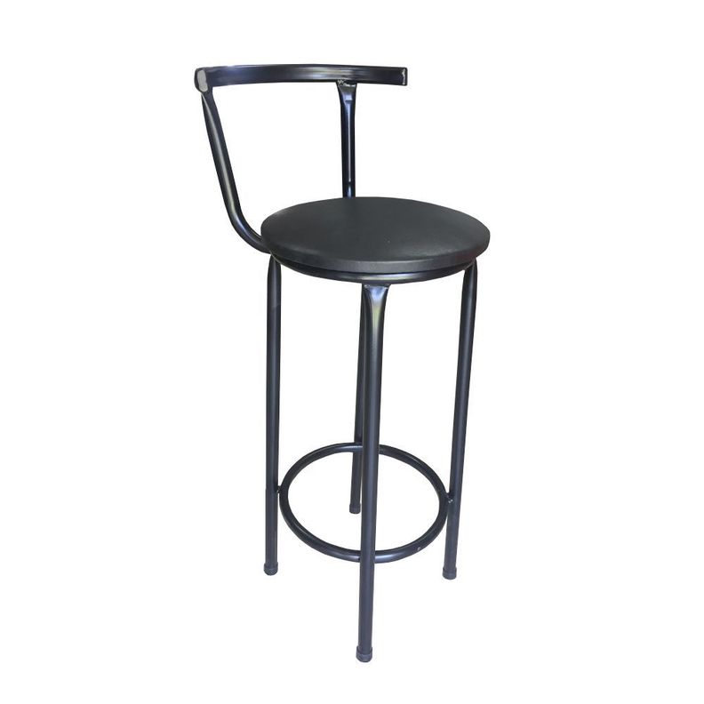 Taburete con respaldo negro 35x35x100 cm-0