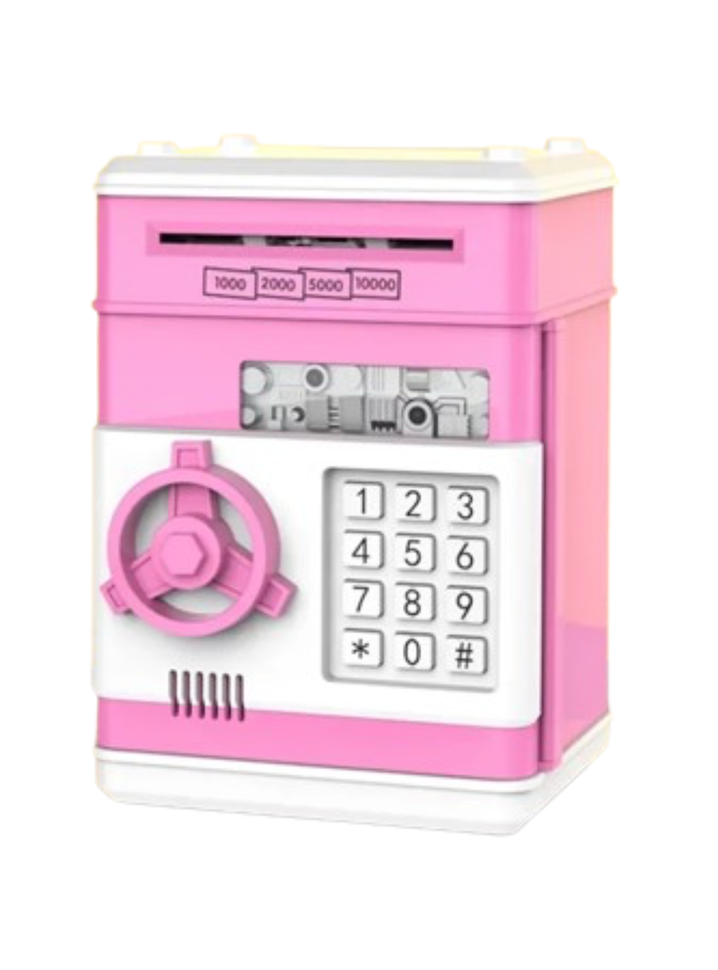 Alcancía Rosa Automática Caja Fuerte Para Niños Password-1