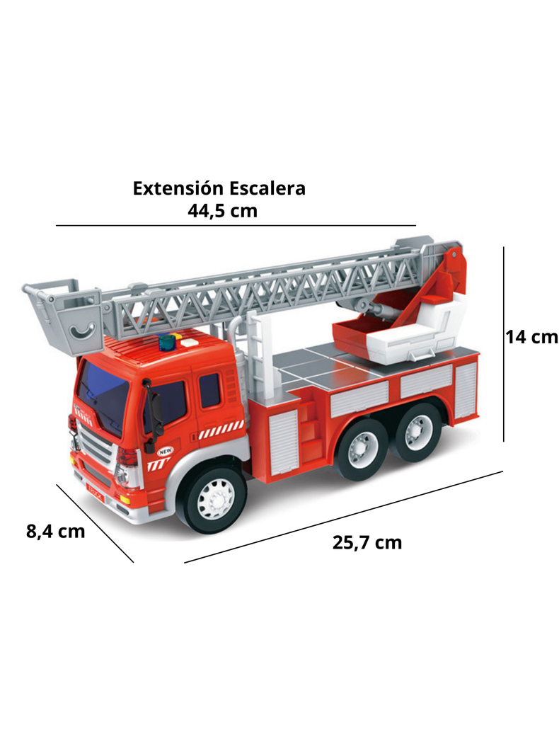 Camión De Bomberos Con Sirenas Luz Sonido Fricción, Juguete-3
