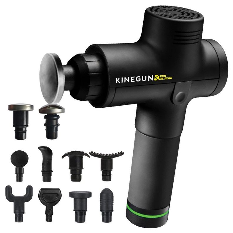 Pistola de Masajes 30 Niveles 10 Cabezales Kinegun Pro Oil Negro