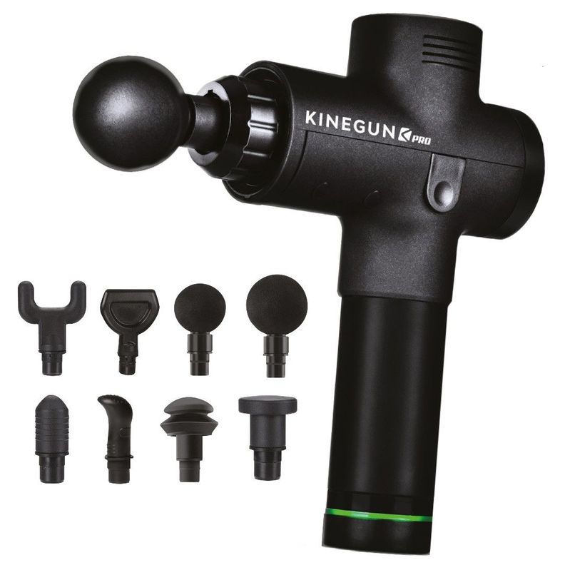 Pistola de Masajes 20 Niveles 8 Cabezales Kinegun Pro Negro