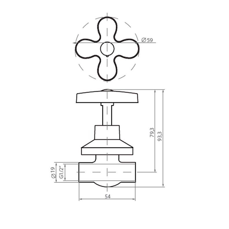Llave Paso Campana Cr/Cruz  So-So 1/2-1