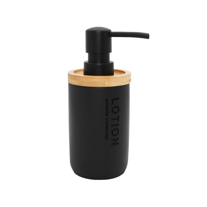 Kit Accesorios Baño Resina 4 piezas Negro/Bamboo-2