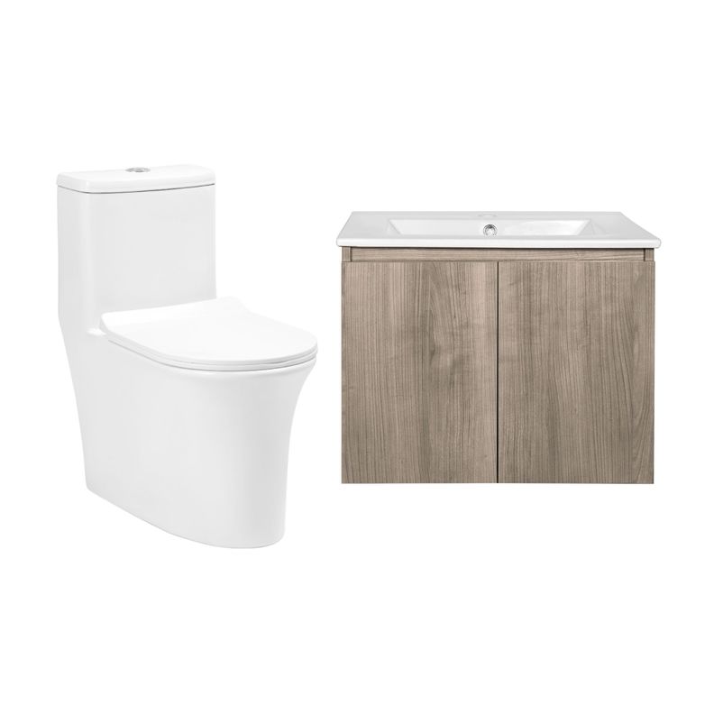 Pack Bano Toledo Lenga | Mueble + Sanitario Taupe
