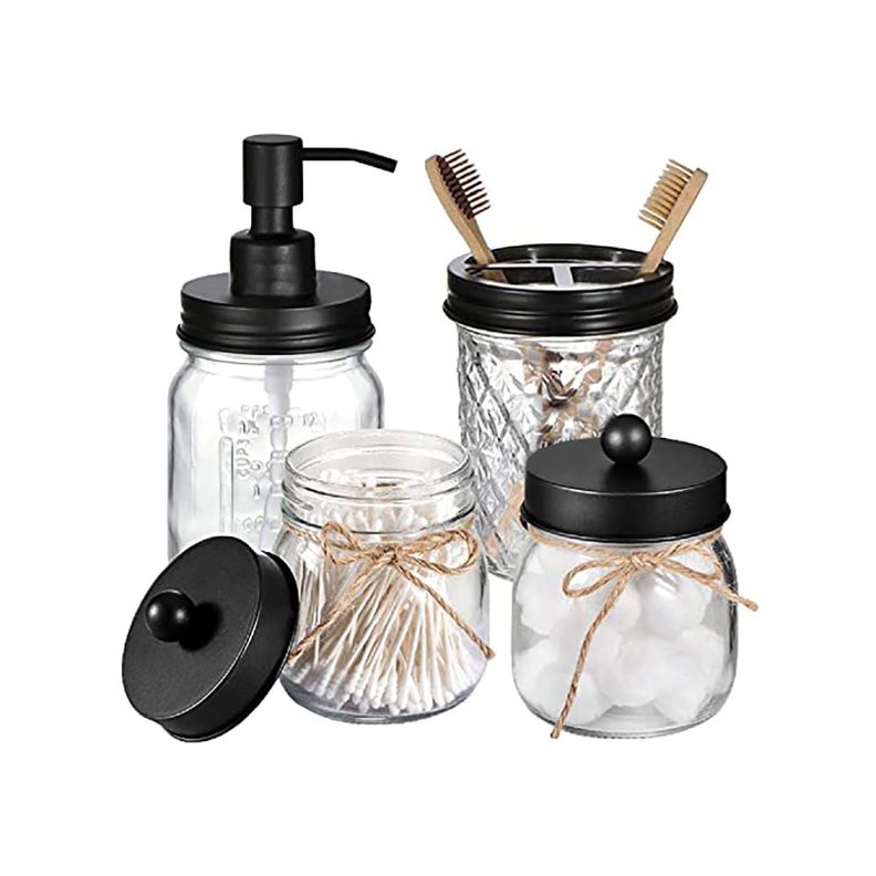 Kit Accesorios Baño Vidrio 4 Piezas Metal-1