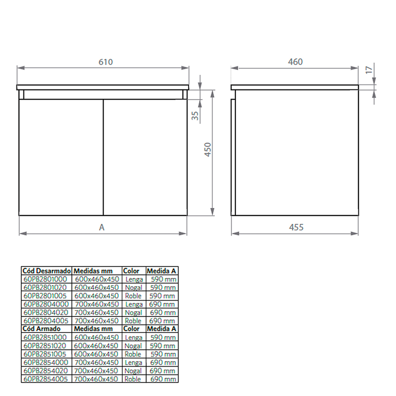 Mueble Vanitorio Sobre Cubierta Redondo Completo 80x46 cm Ermes Lenga-7