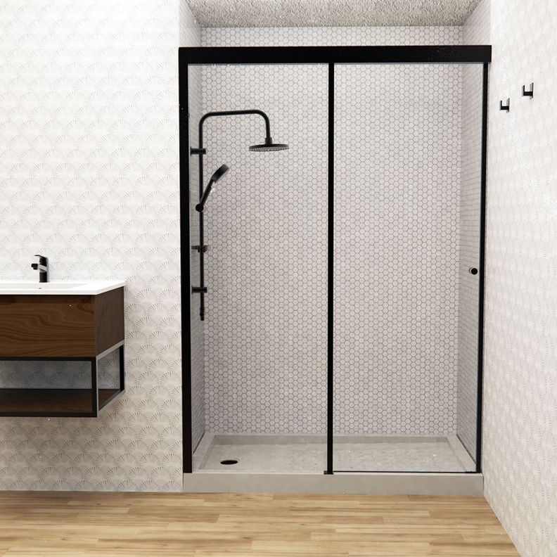 Mampara Corredera Negro Mate 140x195 cm-2