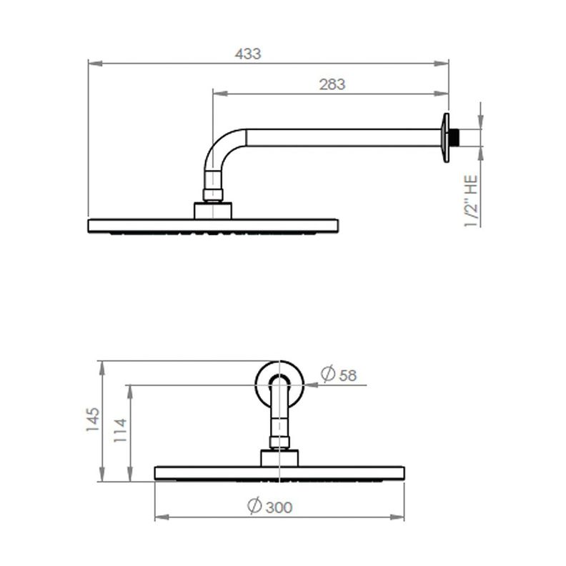 Plato Ducha 30 cm + Brazo Stretto-1