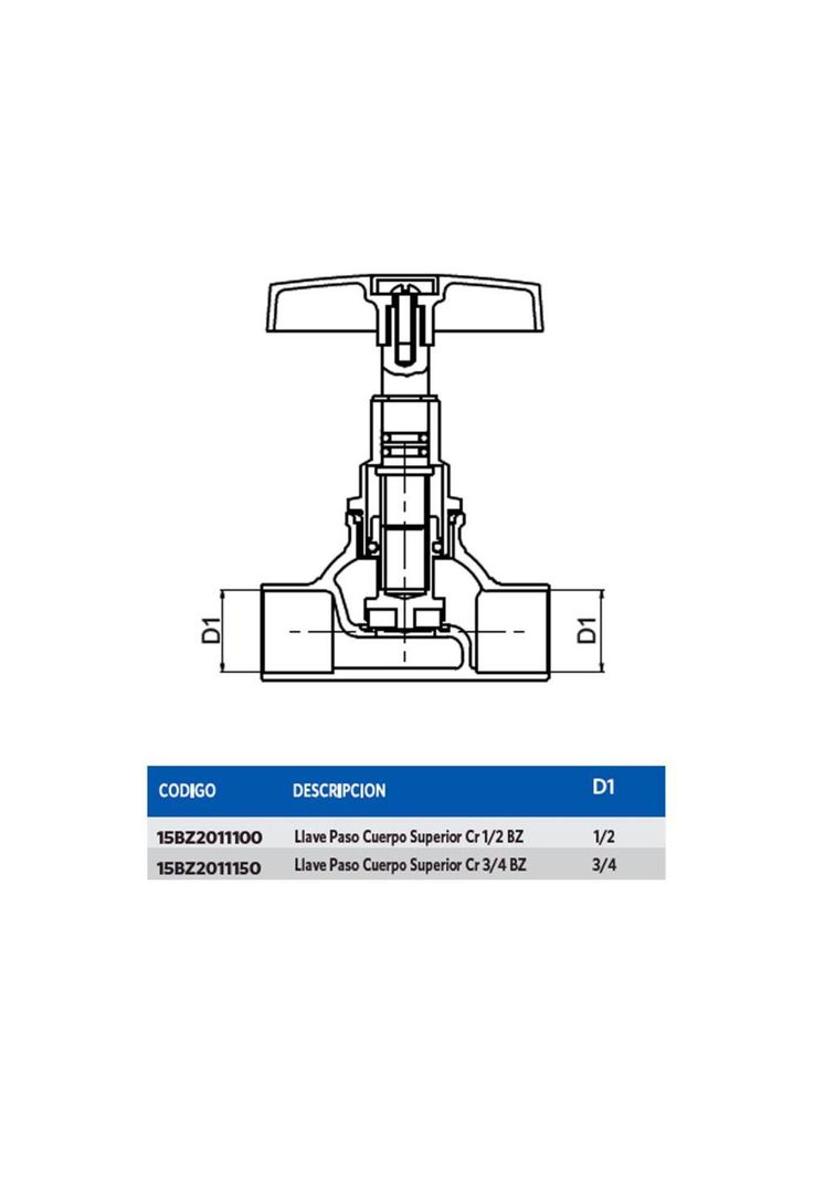 Llave Paso Cuerpo Superior Cr 3/4 BZ-1