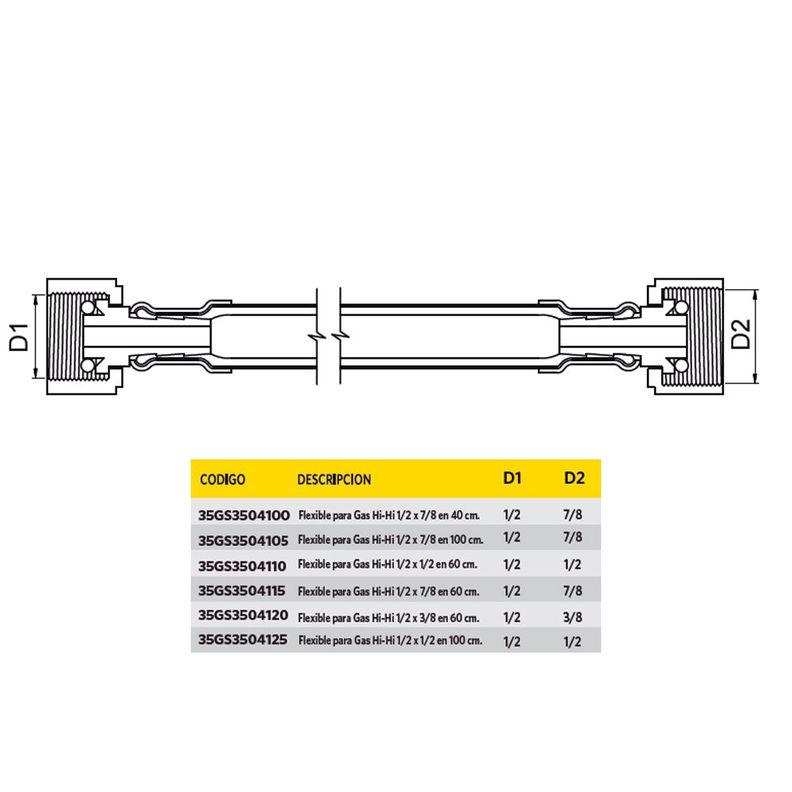 Flexible para Gas HI-HI 1/2x3/8 en 60 cm-4