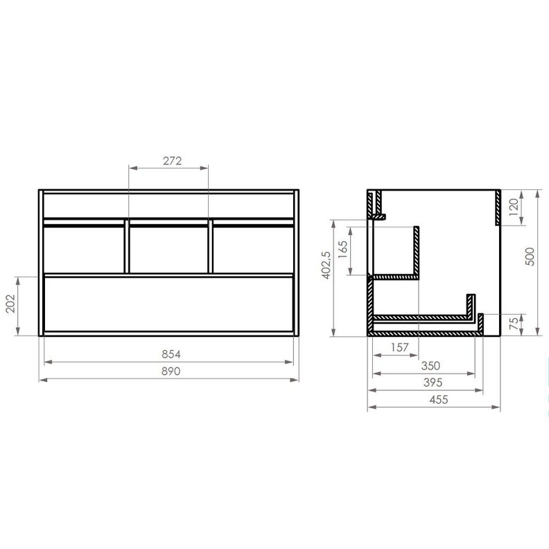 Mueble Éclair 90x46. Color Lenga. Desarmado-4