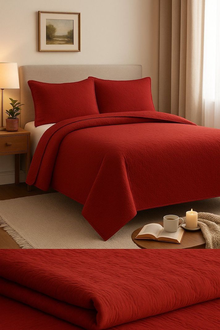 Cubrecama Reversible Rojo 2 Plazas Ligero - Incluye 2 Fundas