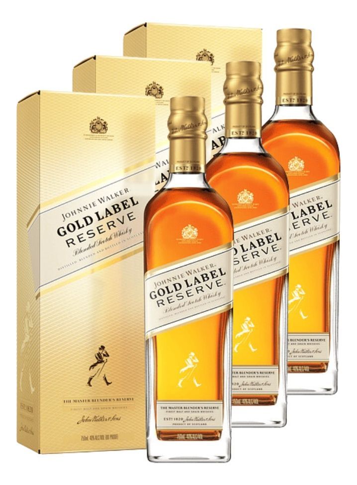 WHISKY JOHNNIE WALKER GOLD LABEL 750 ML PACK 3-0