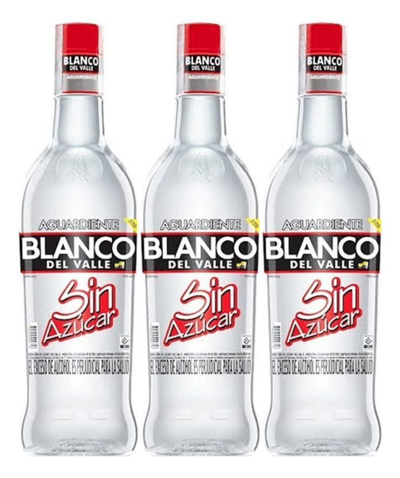 AGUARDIENTE BLANCO DEL VALLE 1 LT PACK 3-0