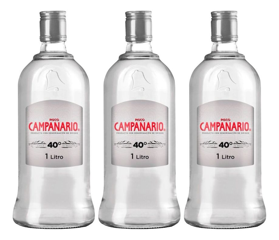PISCO CAMPANARIO BLANCO 40° 1 LT PACK 3-0