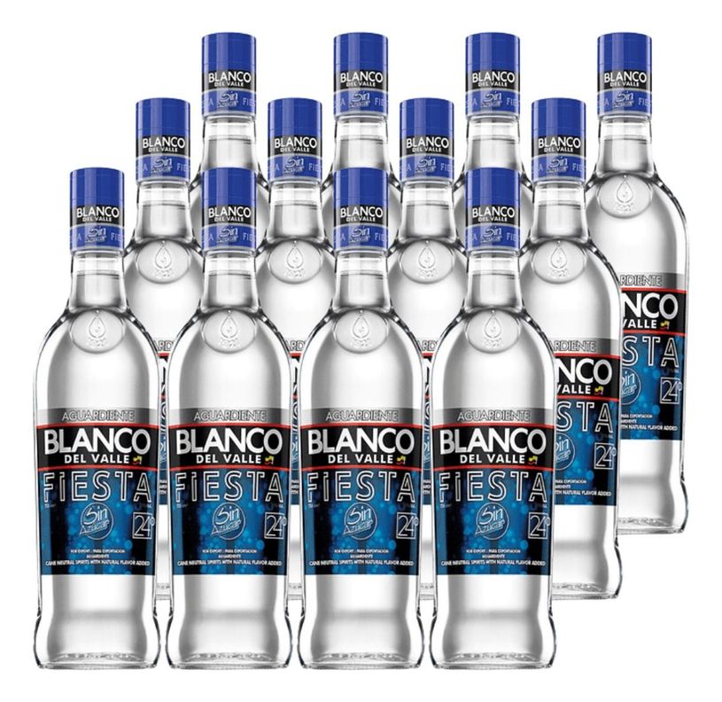 AGUARDIENTE BLANCO DEL VALLE FIESTA 750 ML PACK 12-0