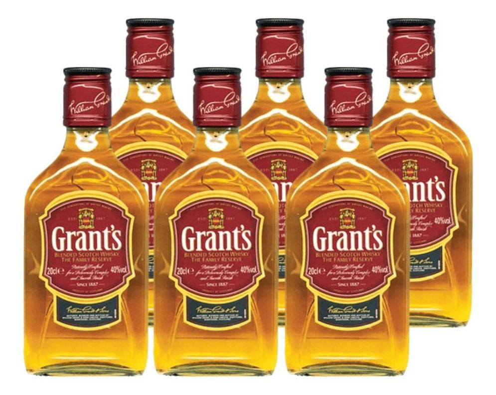 WHISKY GRANTS 40º PETACA 200 ML PACK 6-0