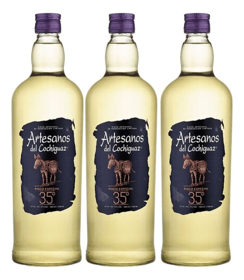 PISCO ARTESANOS 35° 1 L PACK 3-0