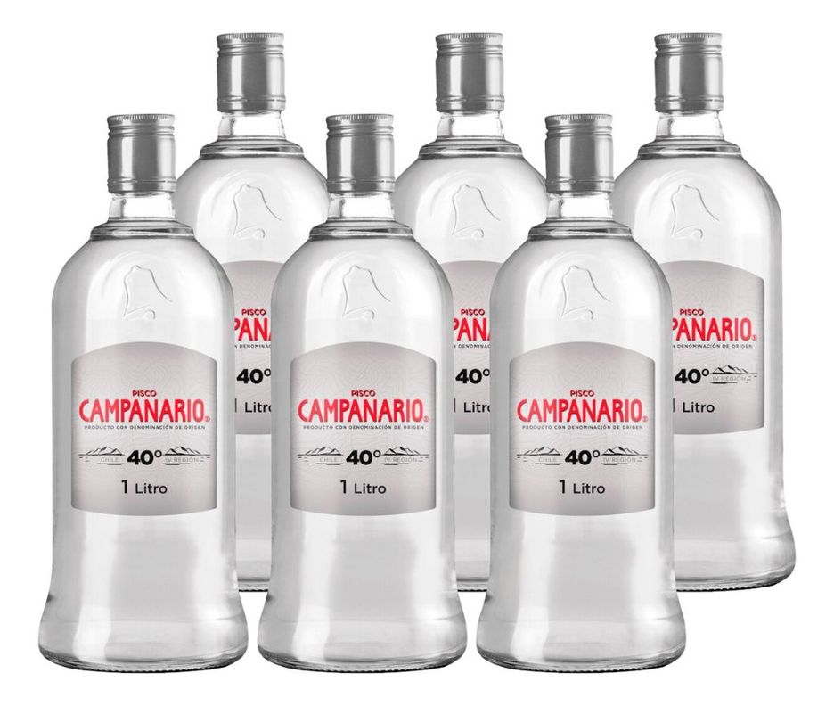 PISCO CAMPANARIO BLANCO 40° 1 LT PACK 6-0