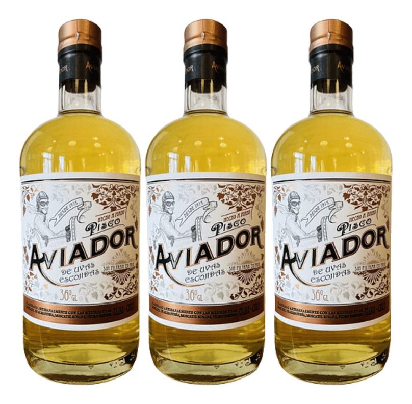PISCO AVIADOR 36° 700 ML PACK 3-0