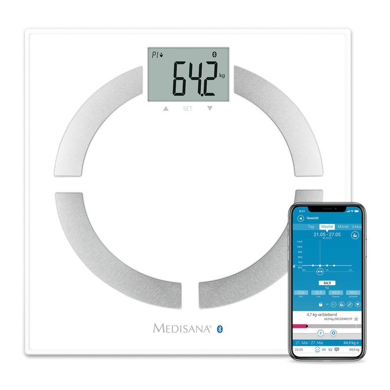 Báscula Pesa con análisis corporal y Bluetooth Connect Medisana Blanco-0