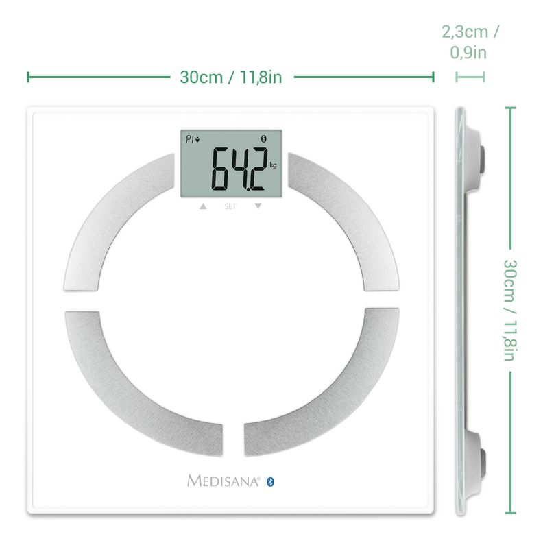 Báscula Pesa con análisis corporal y Bluetooth Connect Medisana Blanco-5