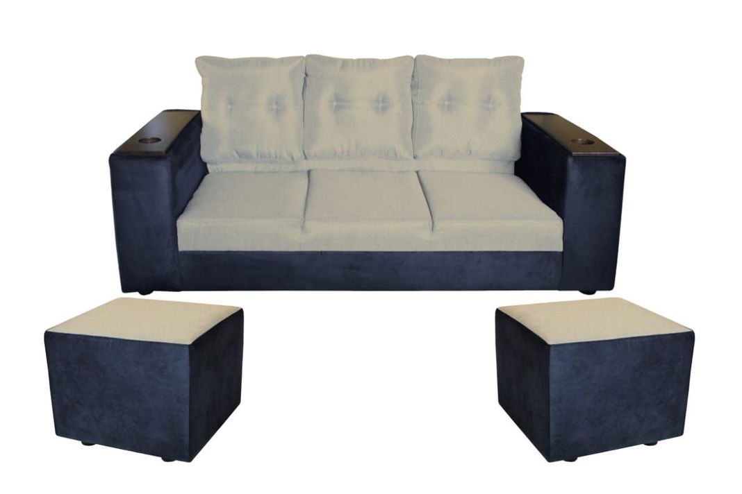 SOFA  JULIETTA NEGRO/BEIGE + 2 PUFF TELA POLIESTER-0