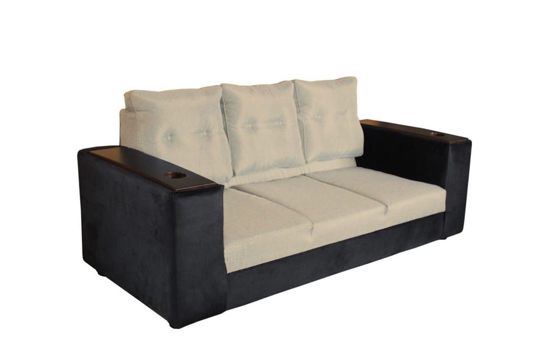 SOFA  JULIETTA NEGRO/BEIGE + 2 PUFF TELA POLIESTER-1