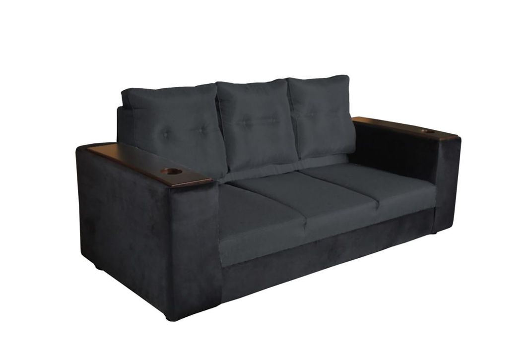 SOFA  JULIETTA NEGRO + 2 PUFF TELA -POLIESTER-1